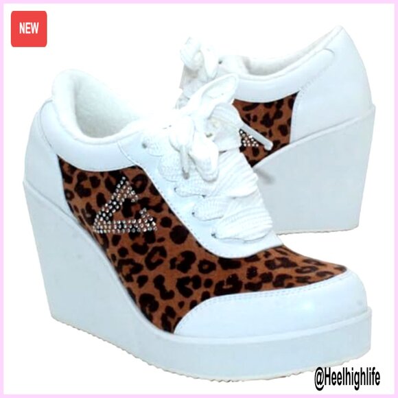 Platform Wedge Sneakers with Rhinestone Accents, Size Available - Picture 2 of 4